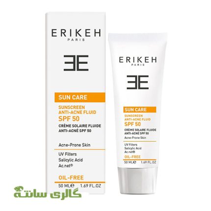 کرم ضد آفتاب ضدجوش فاقد چربی بی رنگ اریکه ERRIKH حجم 50 میل