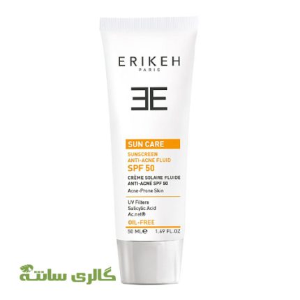 کرم ضد آفتاب ضدجوش فاقد چربی بی رنگ اریکه ERRIKH حجم 50 میل