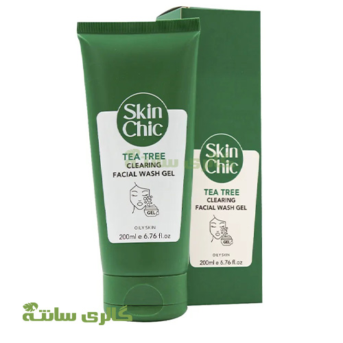 ژل شوینده صورت پوست چرب عصاره درخت چای اسکین شیک SKIN CHIC